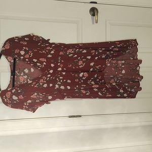 Torrid Maroon with Floral Print High Low Tunic Size Large